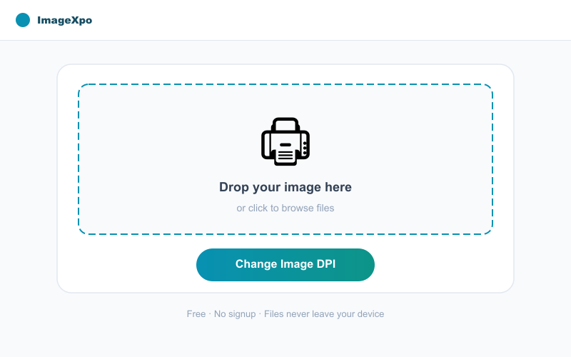 Change Image to 300 DPI Online Free — Print Ready JPG PNG — Tool interface