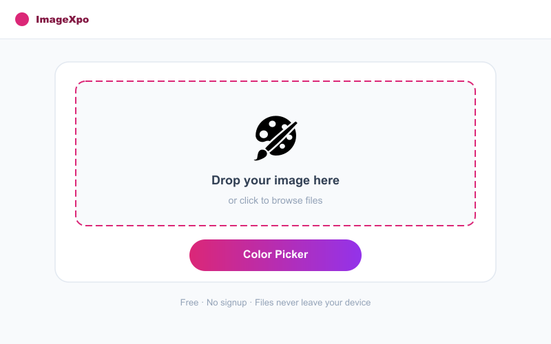 Color Picker from Image Online Free — Get HEX RGB HSL CMYK Codes — Tool interface