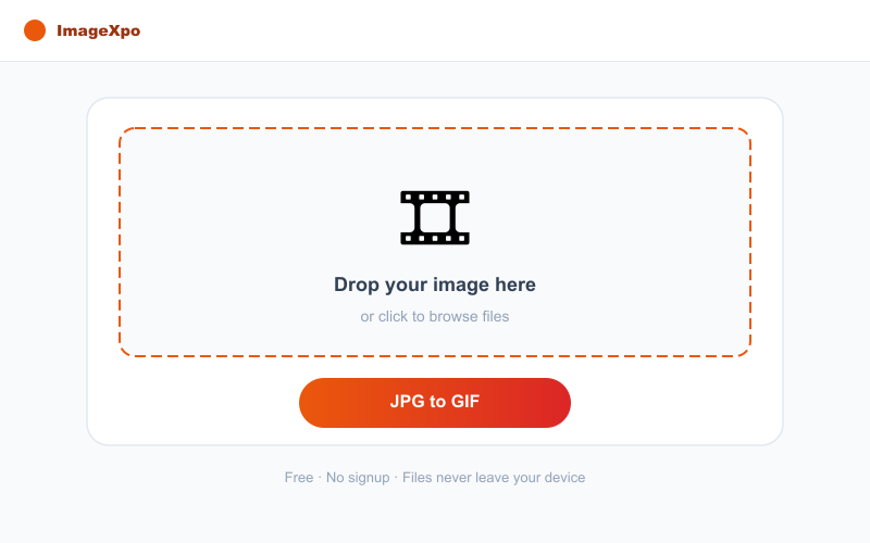 JPG to GIF Converter Free Online — 100% Free Online — Tool interface