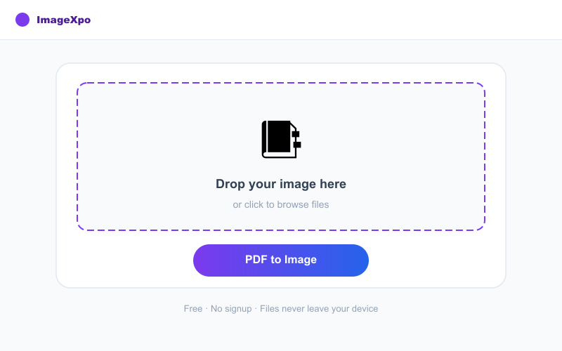 Convert PDF to Image Online Free — PDF to JPG or PNG Instantly — Tool interface