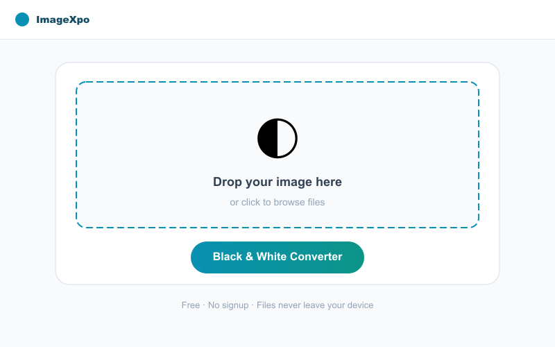 Convert Photo to Black and White Online Free — Instant Grayscale — Tool interface