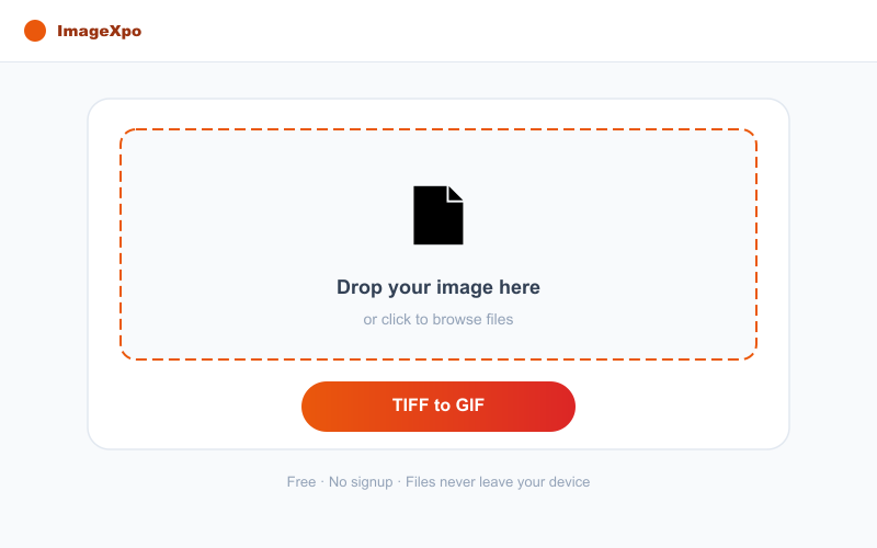 TIFF to GIF Converter Free Online — 100% Free Online — Tool interface