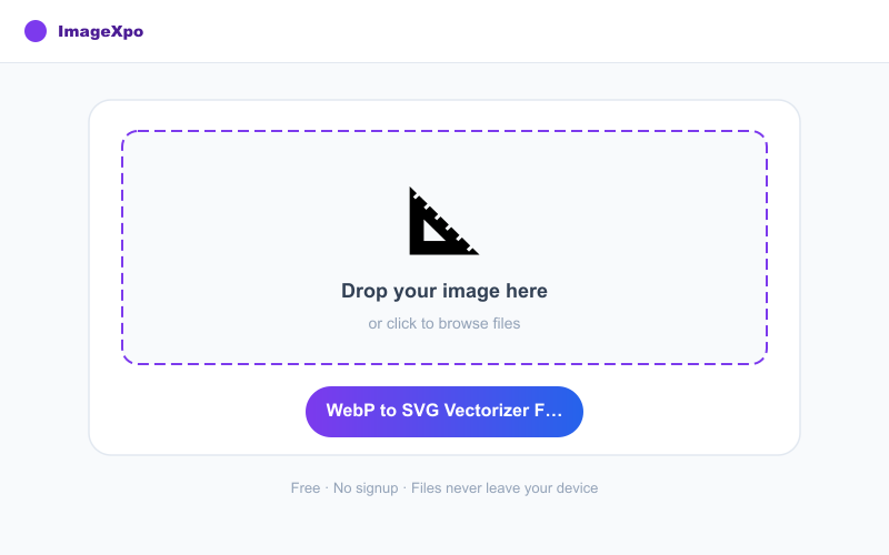 WebP to SVG Vectorizer Free Online — 100% Free Online — Tool interface