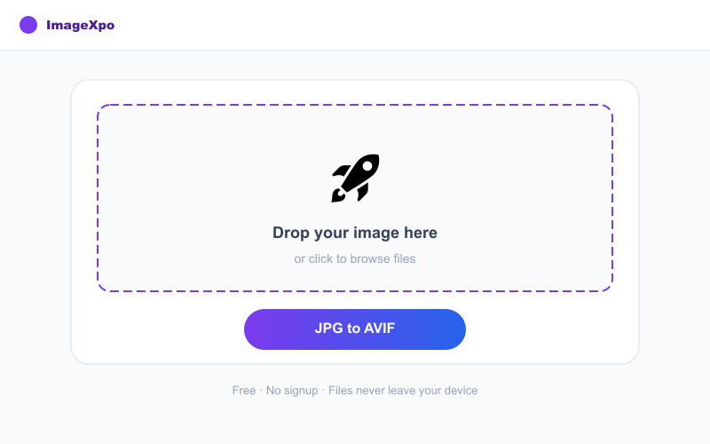 JPG to AVIF Converter Free Online - Ultimate Web Speed interface — ImageXpo
