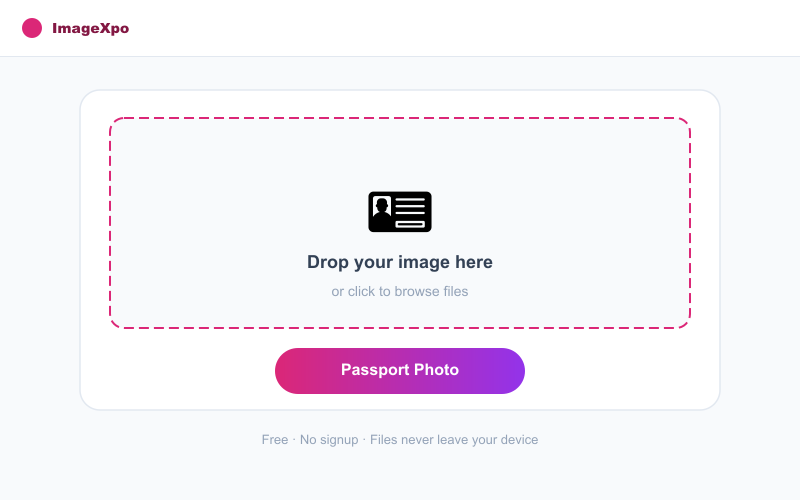 Free Online Passport Photo Maker - AI Background & Alignment interface — ImageXpo