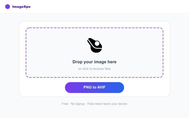 PNG to AVIF Converter Free Online - Pro Transparency — Tool interface