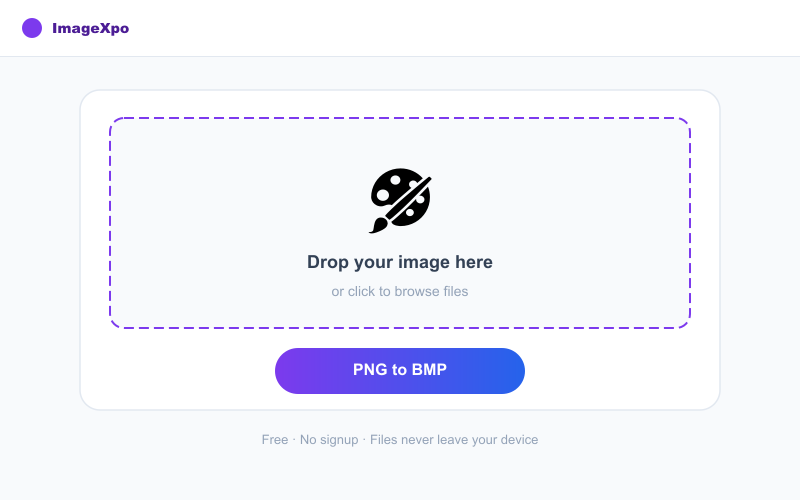 PNG to BMP Converter Free Online - Lossless to Raw — Tool interface